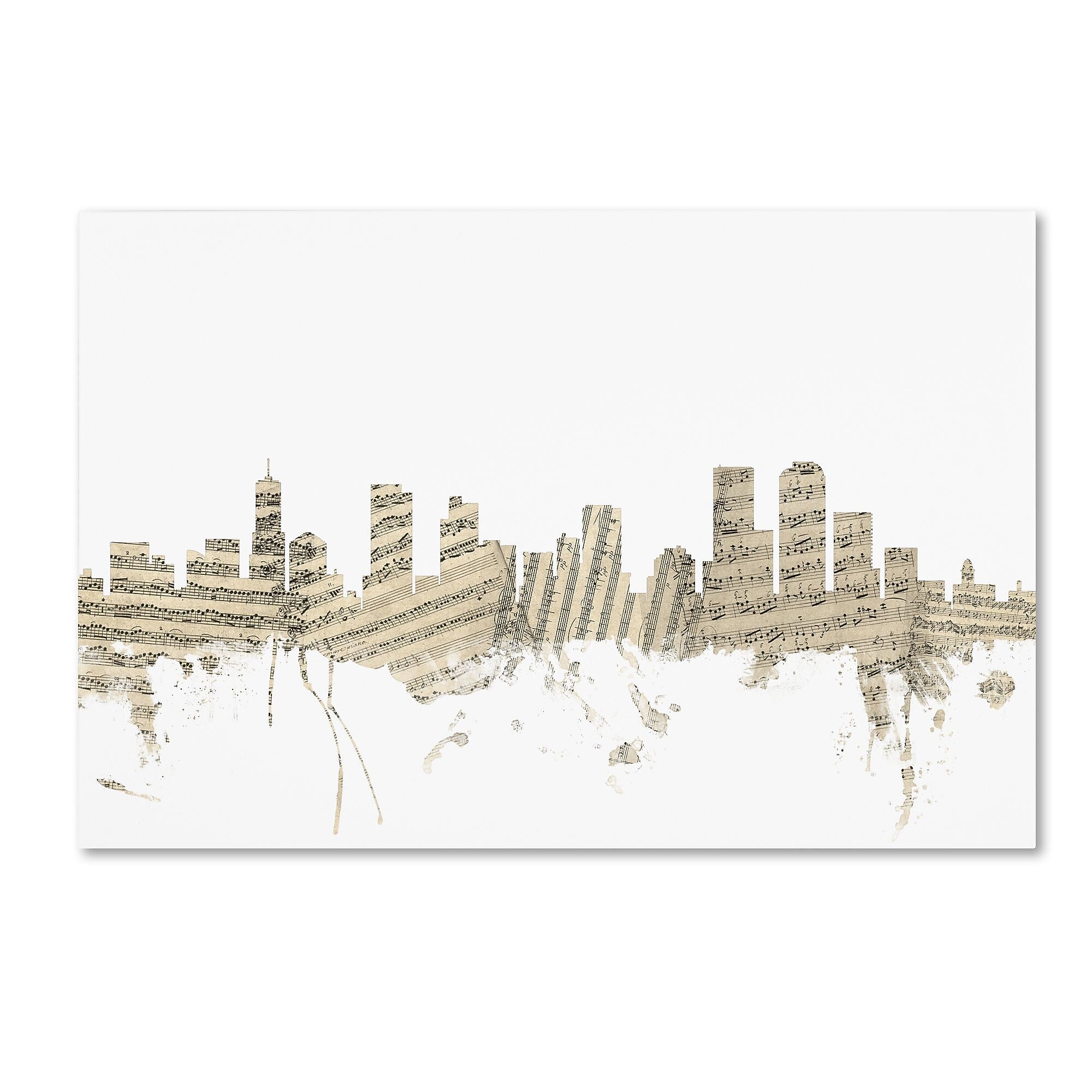 Trademark Fine Art ''Denver Colorado Skyline Sheet Music'' by Michael Tompsett 30" x 47" Canvas Art (MT0845-C3047GG)
