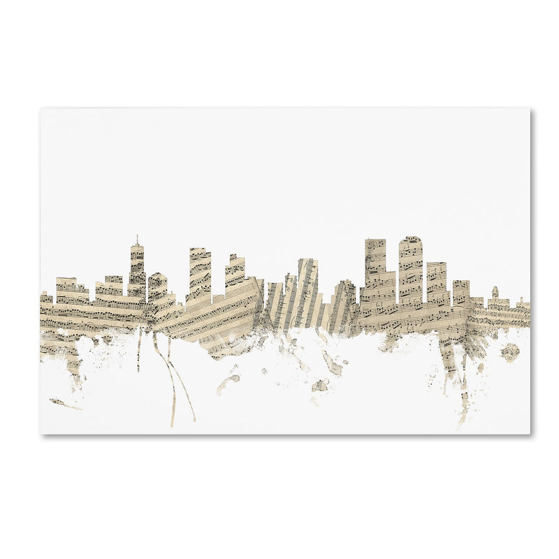 Trademark Fine Art ''Denver Colorado Skyline Sheet Music'' by Michael Tompsett 30" x 47" Canvas Art (MT0845-C3047GG)