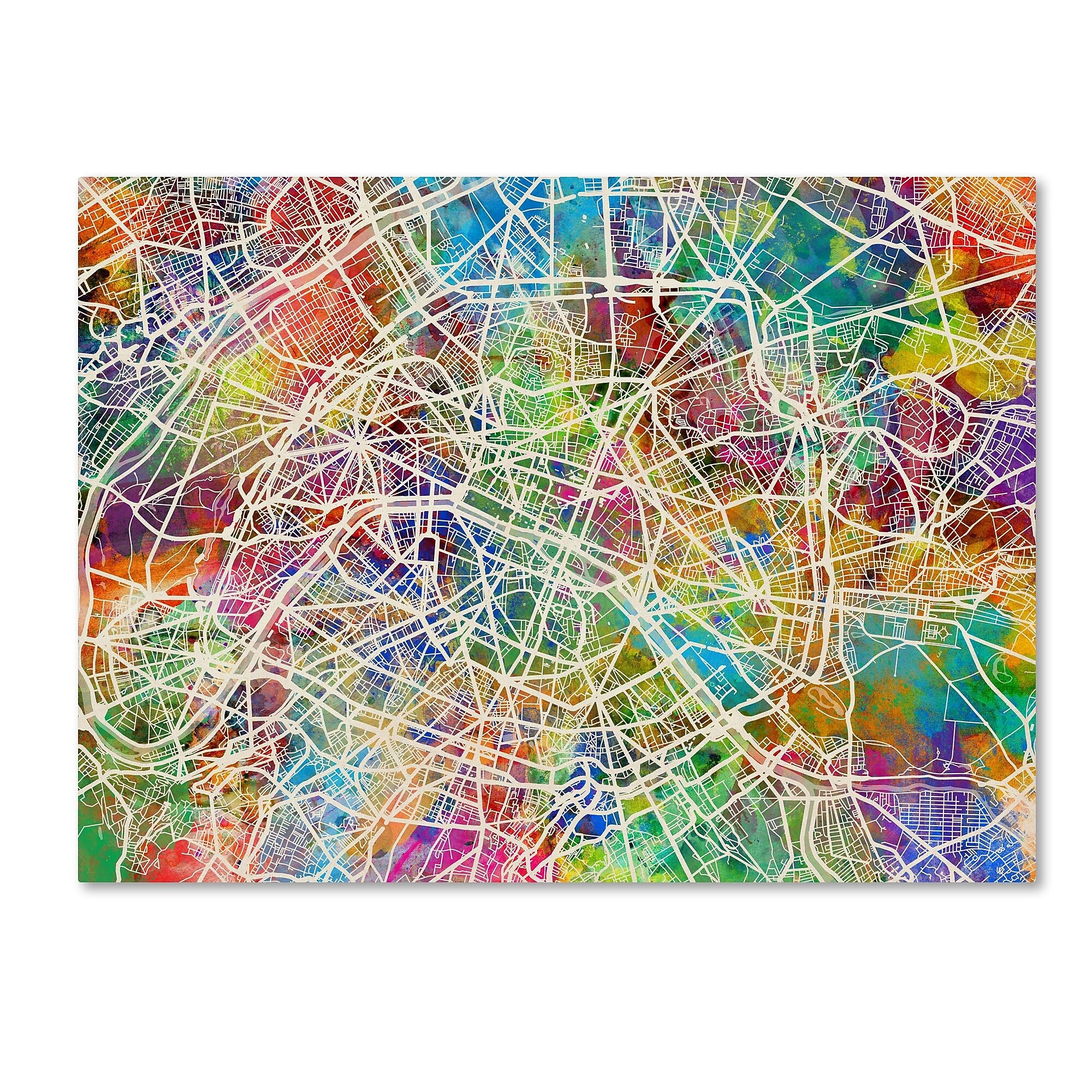 Trademark Fine Art ''Paris France Street Map'' by Michael Tompsett 35" x 47" Canvas Art (MT0852-C3547GG)