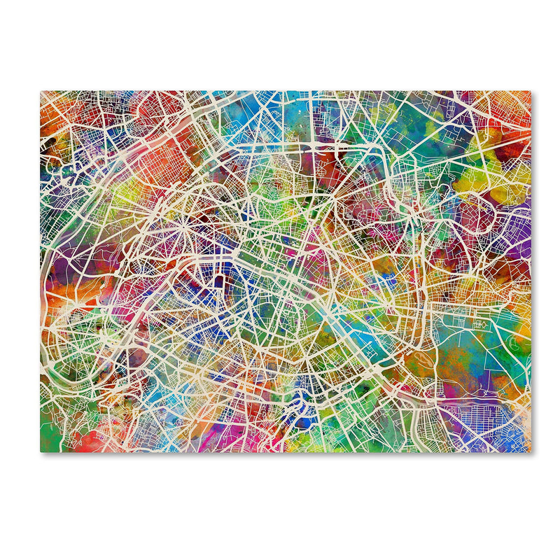 Trademark Fine Art ''Paris France Street Map'' by Michael Tompsett 35" x 47" Canvas Art (MT0852-C3547GG)