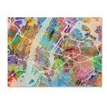 Trademark Fine Art ''New York City Street Map'' by Michael Tompsett 14" x 19" Canvas Art (MT0854-C1419GG)