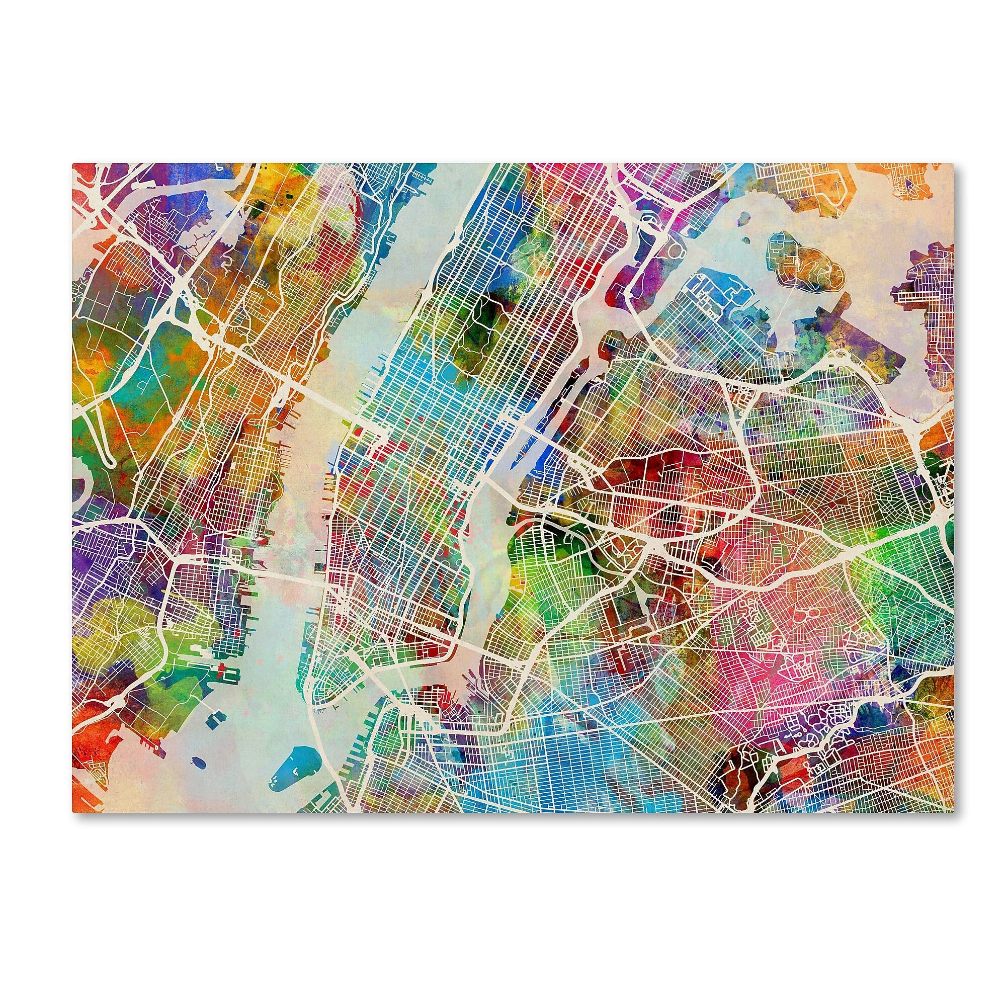 Trademark Fine Art ''New York City Street Map'' by Michael Tompsett 14" x 19" Canvas Art (MT0854-C1419GG)