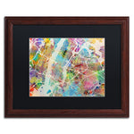 Trademark Fine Art ''New York City Street Map'' by Michael Tompsett 16" x 20" Black Matted Wood Frame (MT0854-W1620BMF)