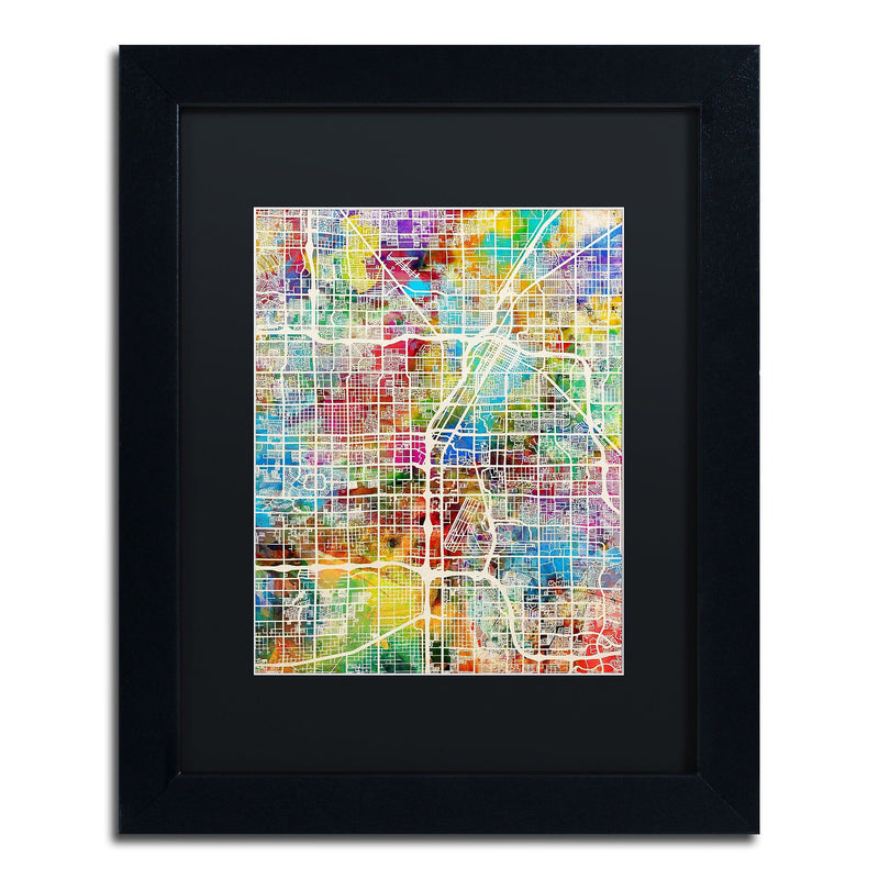 Trademark Fine Art ''Las Vegas City Street Map'' by Michael Tompsett 11" x 14" Black Matted Black Frame (MT0855-B1114BMF)