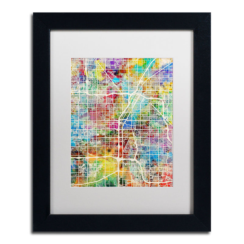 Trademark Fine Art ''Las Vegas City Street Map'' by Michael Tompsett 11" x 14" White Matted Black Frame (MT0855-B1114MF)