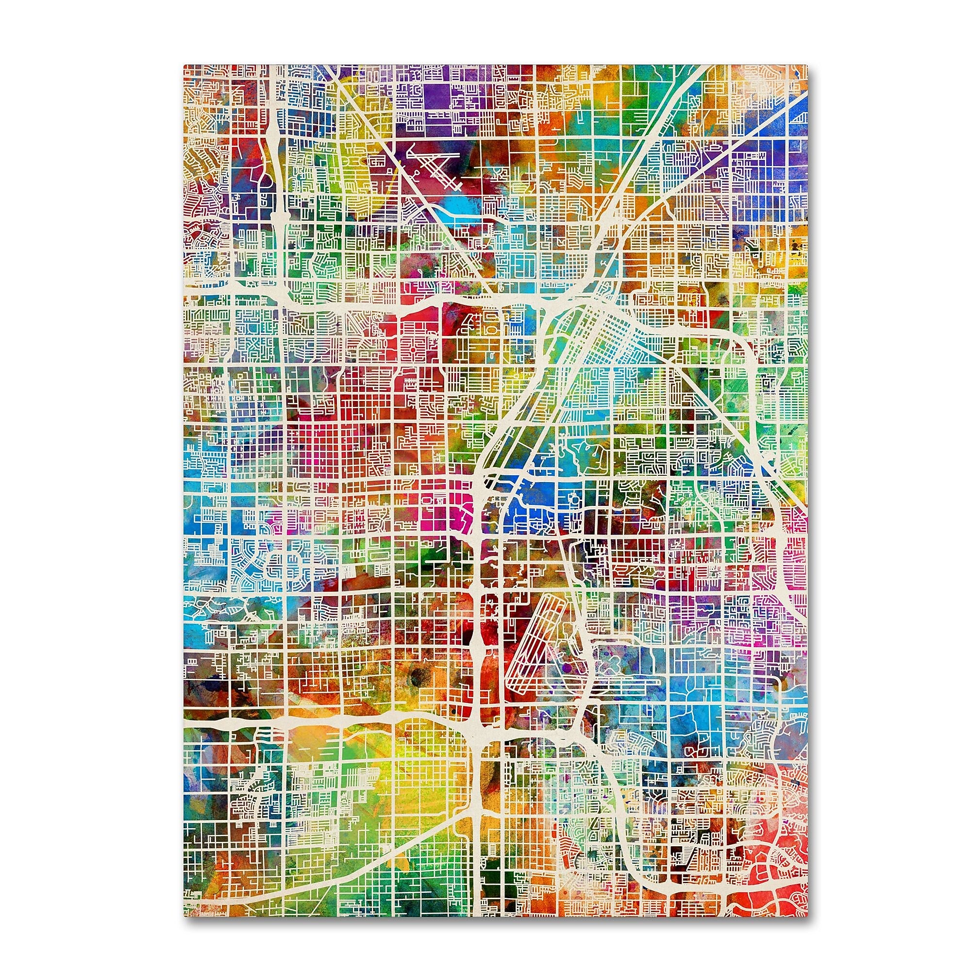 Trademark Fine Art ''Las Vegas City Street Map'' by Michael Tompsett 35" x 47" Canvas Art (MT0855-C3547GG)
