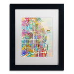 Trademark Fine Art ''Chicago City Street Map II'' by Michael Tompsett 11" x 14" White Matted Black Frame (MT0856-B1114MF)