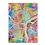 Trademark Fine Art ''Philadelphia Pennsylvania Street Map'' by Michael Tompsett 14" x 19" Canvas Art (MT0857-C1419GG)