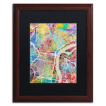 Trademark Fine Art ''Philadelphia Street Map'' by Michael Tompsett 16" x 20" Black Matted Wood Frame (MT0857-W1620BMF)