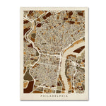 Trademark Fine Art ''Philadelphia Pennsylvania Street Map'' by Michael Tompsett 14" x 19" Canvas Art (MT0858-C1419GG)