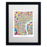 Trademark Fine Art ''Philadelphia Street Map III'' by Michael Tompsett 16" x 20" White Matted Black Frame (MT0859-B1620MF)