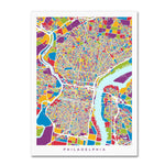 Trademark Fine Art ''Philadelphia Pennsylvania Street Map'' by Michael Tompsett 35" x 47" Canvas Art (MT0859-C3547GG)