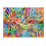 Trademark Fine Art ''Pittsburgh Pennsylvania Street Map'' by Michael Tompsett 14" x 19" Canvas Art (MT0860-C1419GG)