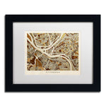Trademark Fine Art ''Pittsburgh Street Map'' by Michael Tompsett 11" x 14" White Matted Black Frame (MT0861-B1114MF)