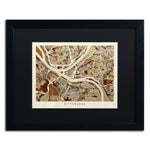 Trademark Fine Art ''Pittsburgh Street Map'' by Michael Tompsett 16" x 20" Black Matted Black Frame (MT0861-B1620BMF)