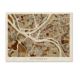 Trademark Fine Art ''Pittsburgh Pennsylvania Street Map'' by Michael Tompsett 14" x 19" Canvas Art (MT0861-C1419GG)