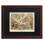 Trademark Fine Art ''Pittsburgh Street Map'' by Michael Tompsett 16" x 20" Black Matted Wood Frame (MT0861-W1620BMF)