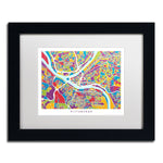 Trademark Fine Art ''Pittsburgh Street Map'' by Michael Tompsett 11" x 14" White Matted Black Frame (MT0862-B1114MF)