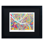 Trademark Fine Art ''Pittsburgh Street Map'' by Michael Tompsett 16" x 20" Black Matted Black Frame (MT0862-B1620BMF)