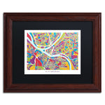 Trademark Fine Art ''Pittsburgh Street Map'' by Michael Tompsett 11" x 14" Black Matted Wood Frame (MT0862-W1114BMF)