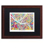 Trademark Fine Art ''Pittsburgh Street Map'' by Michael Tompsett 16" x 20" Black Matted Wood Frame (MT0862-W1620BMF)