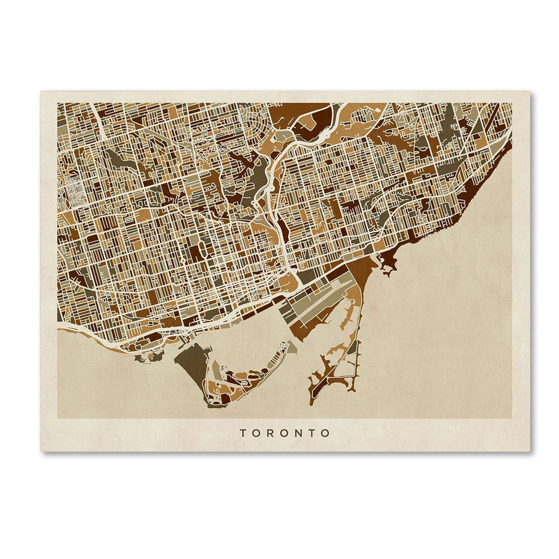 Trademark Fine Art ''Toronto Street Map'' by Michael Tompsett 24" x 32" Canvas Art (MT0864-C2432GG)