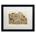 Trademark Fine Art ''Edinburgh Street Map II'' by Michael Tompsett 16" x 20" White Matted Black Frame (MT0867-B1620MF)