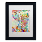 Trademark Fine Art ''Seattle Washington Street Map'' by Michael Tompsett 11" x 14" Black Frame (MT0869-B1114MF)