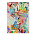 Trademark Fine Art ''Seattle Washington Street Map'' by Michael Tompsett 14" x 19" Canvas Art (MT0869-C1419GG)