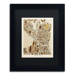 Trademark Fine Art ''Seattle Washington Street Map II'' by Michael Tompsett 11" x 14" Black Frame (MT0870-B1114BMF)