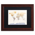Trademark Fine Art ''Political Map of the World'' by Michael Tompsett 11" x 14" Black Matted Wood Frame (MT0874-W1114BMF)