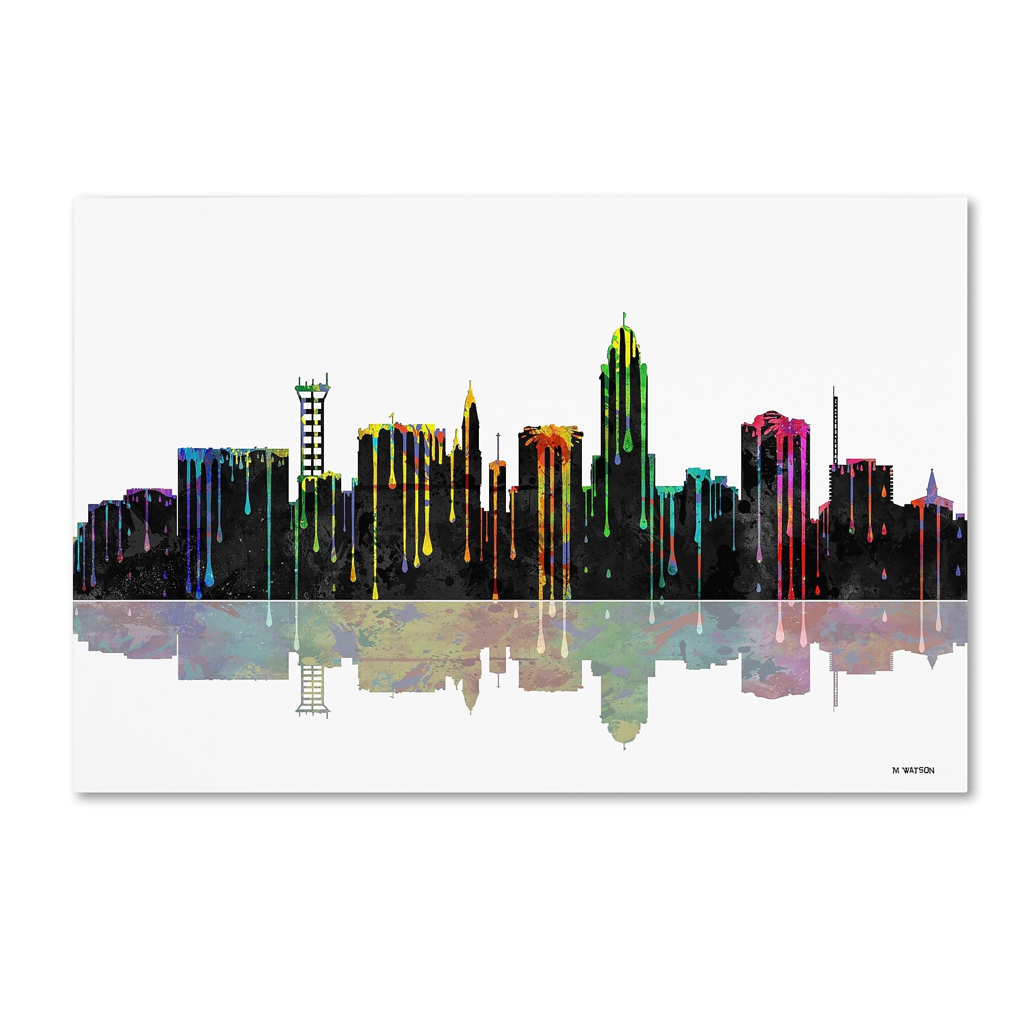 Trademark Fine Art ''Lincoln Nebraska Skyline'' by Marlene Watson 12" x 19" Canvas Art (MW0055-C1219GG)