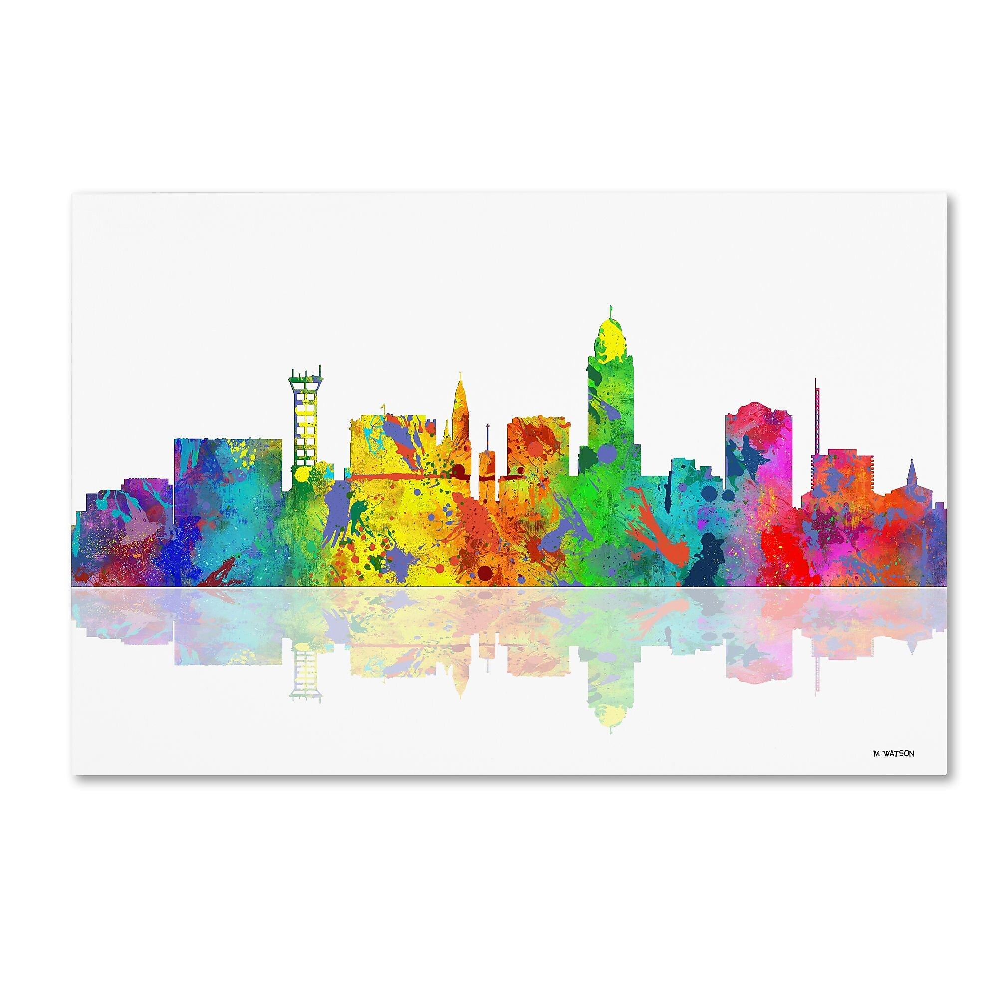 Trademark Fine Art ''Lincoln Nebraska Skyline'' by Marlene Watson 30" x 47" Canvas Art (MW0056-C3047GG)