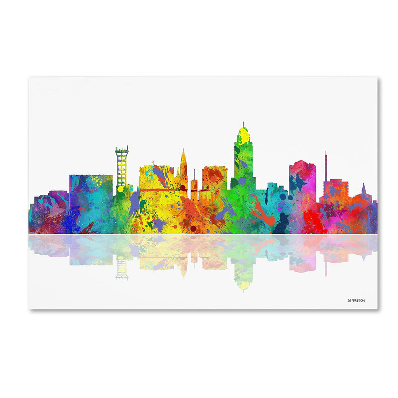 Trademark Fine Art ''Lincoln Nebraska Skyline'' by Marlene Watson 30" x 47" Canvas Art (MW0056-C3047GG)