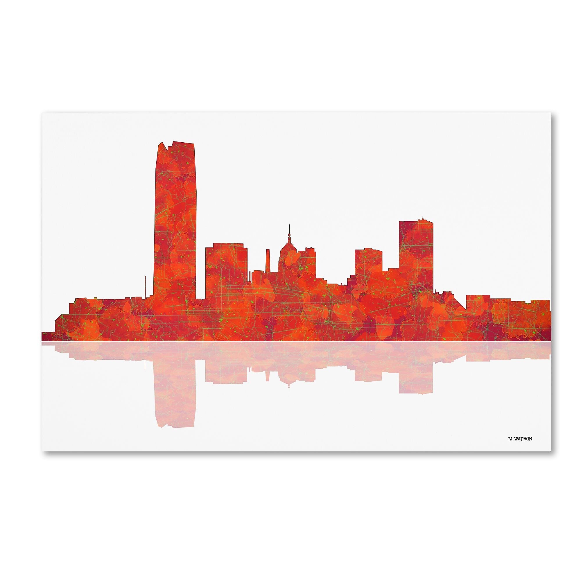 Trademark Fine Art ''Oklahoma City Oklahoma Skyline'' by Marlene Watson 30" x 47" Canvas Art (MW0063-C3047GG)