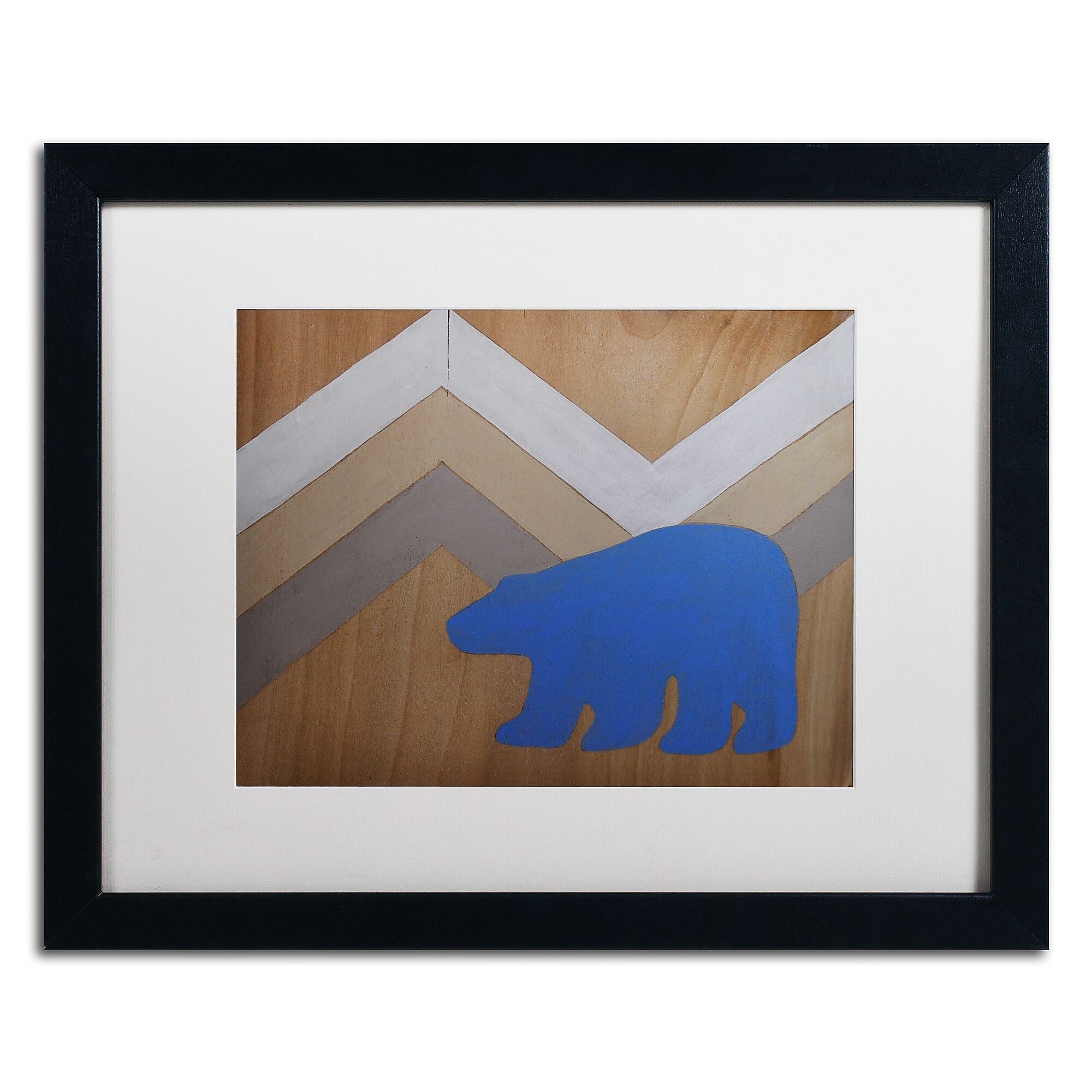Trademark Fine Art ''Blue Polar Bear'' by Nicole Dietz 16" x 20" White Matted Black Frame (ND091-B1620MF)