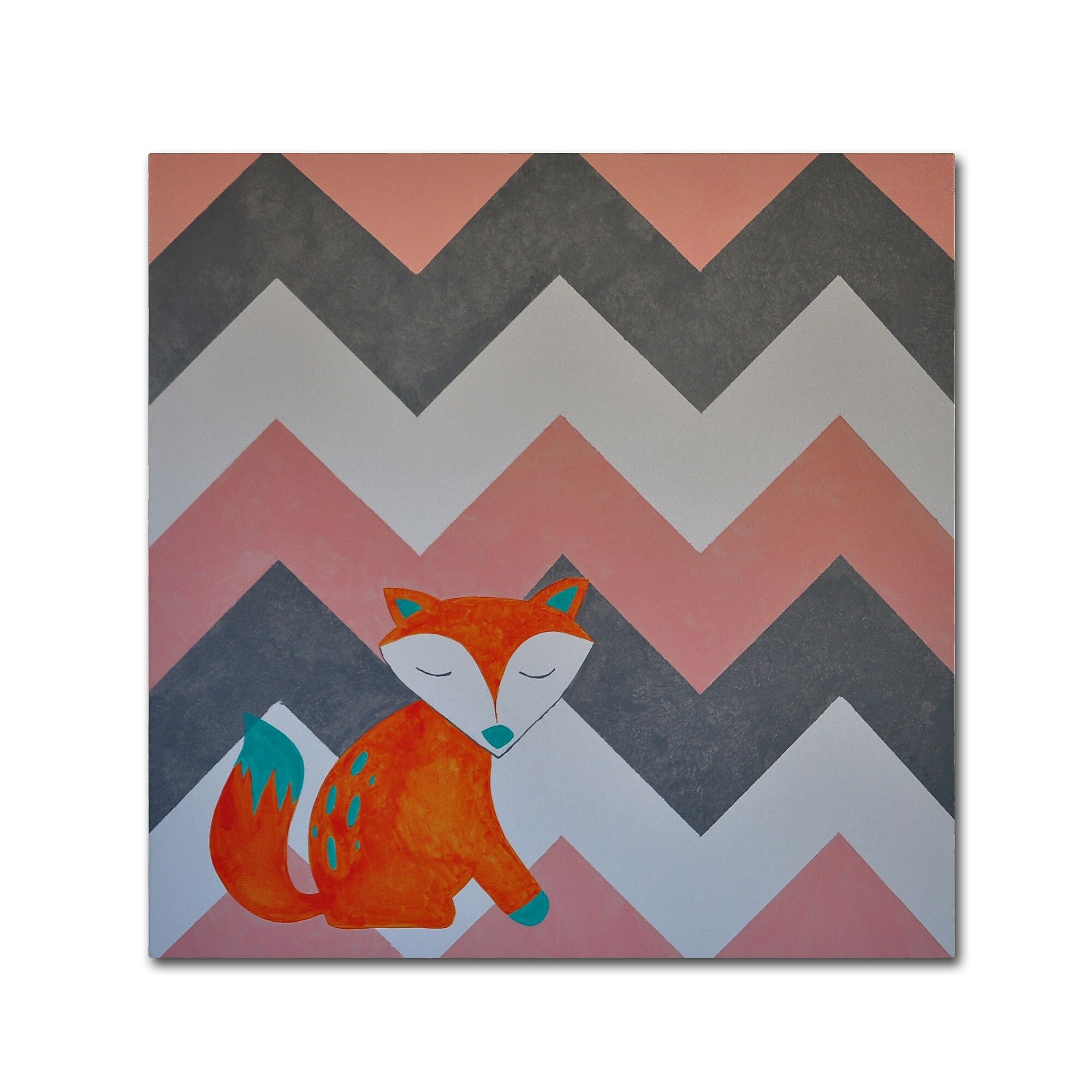 Trademark Fine Art ''Fox on Chevron'' by Nicole Dietz 18" x 18" Canvas Art (ND092-C1818GG)
