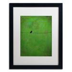 Trademark Fine Art ''Lone Bird Green'' by Nicole Dietz 16" x 20" White Matted Black Frame (ND095-B1620MF)