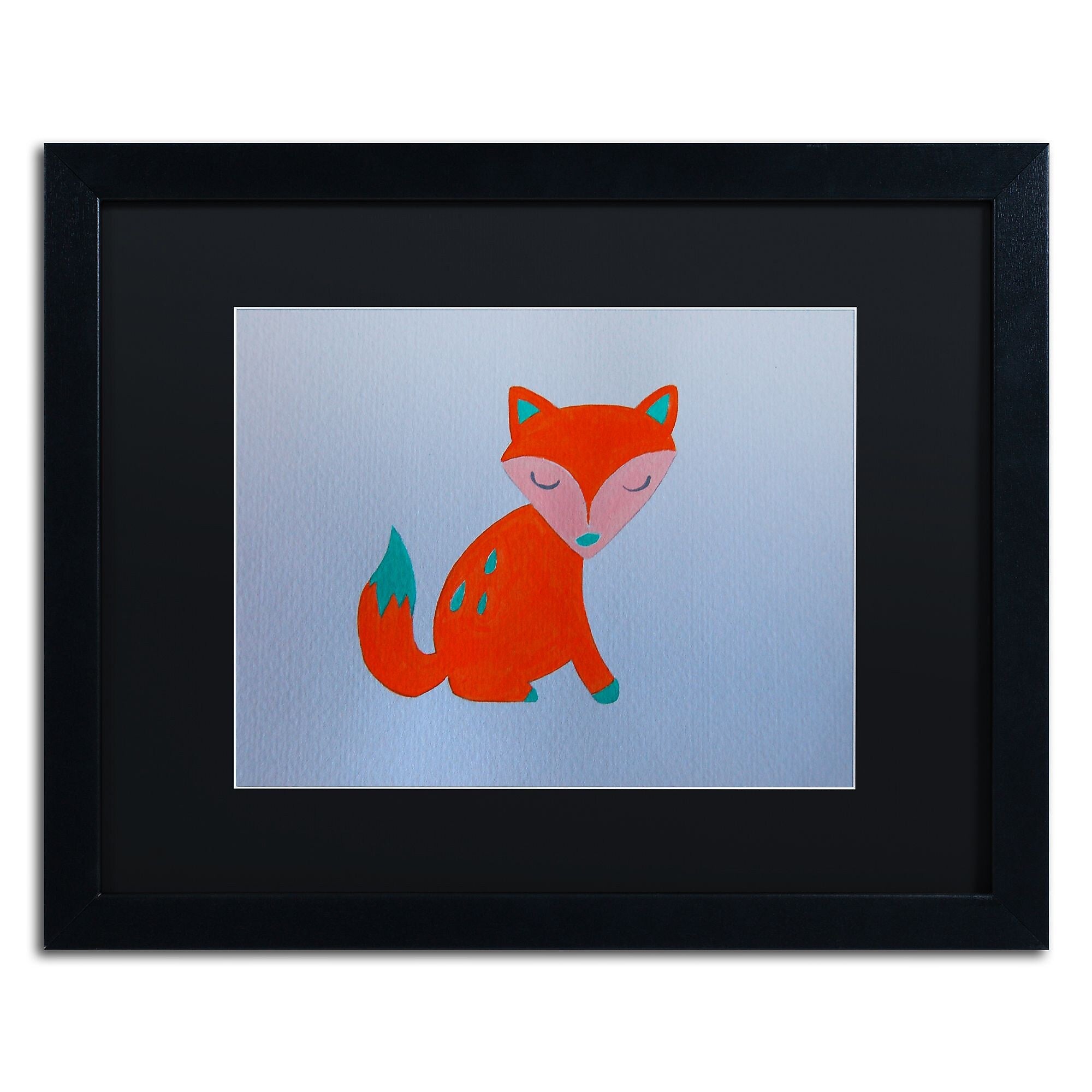 Trademark Fine Art ''Orange Fox'' by Nicole Dietz 16" x 20" Black Matted Black Frame (ND096-B1620BMF)