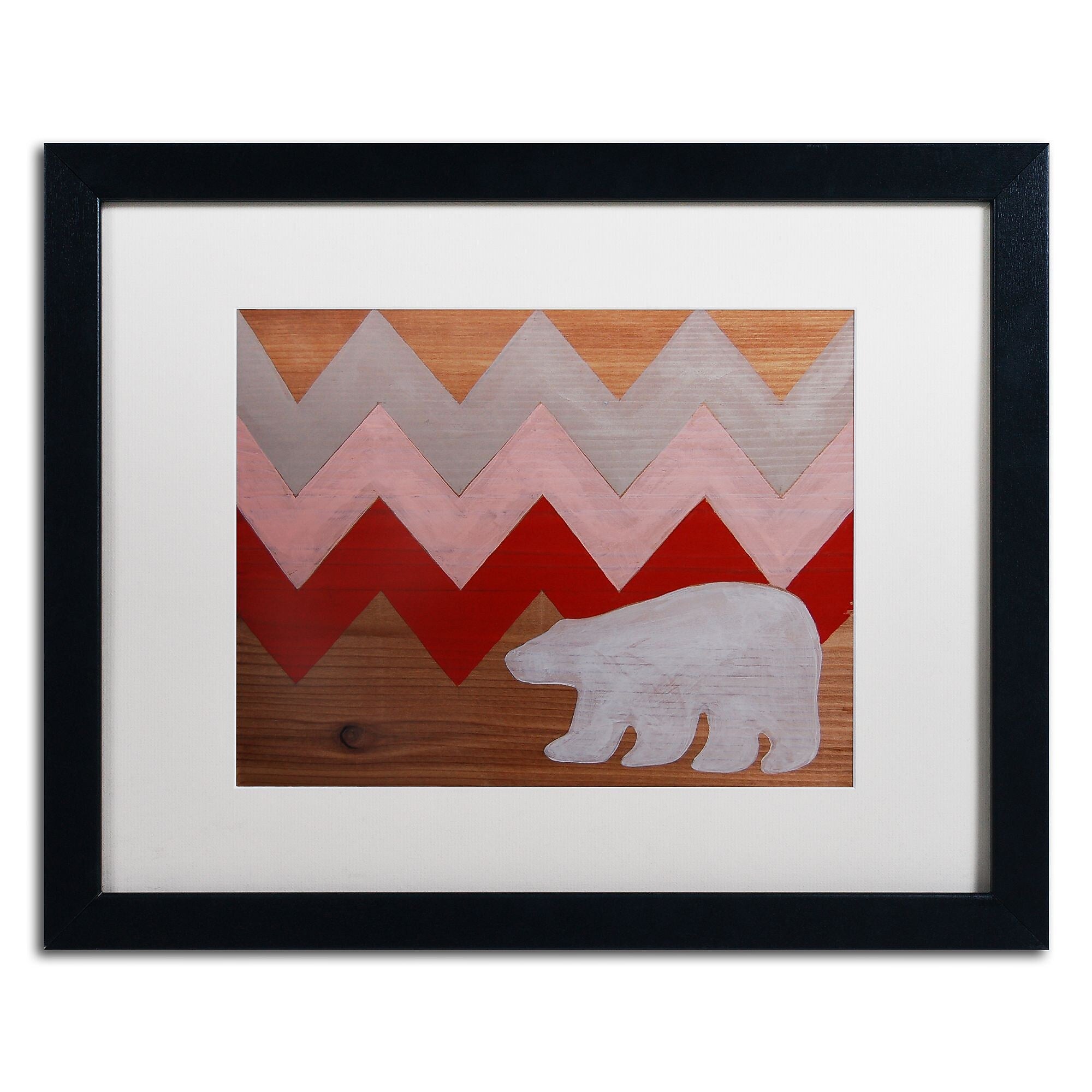 Trademark Fine Art ''Polar Bear Red'' by Nicole Dietz 16" x 20" White Matted Black Frame (ND098-B1620MF)