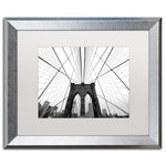 Trademark Fine Art ''NYC Brooklyn Bridge'' by Nina Papiorek 16" x 20" White Matted Silver Frame (NP0001-S1620MF)