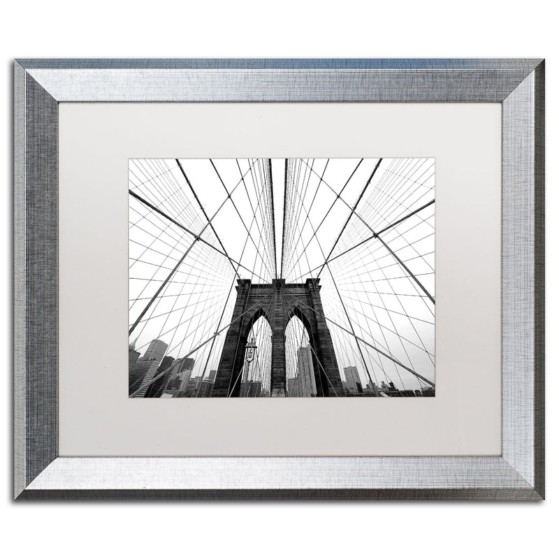 Trademark Fine Art ''NYC Brooklyn Bridge'' by Nina Papiorek 16" x 20" White Matted Silver Frame (NP0001-S1620MF)