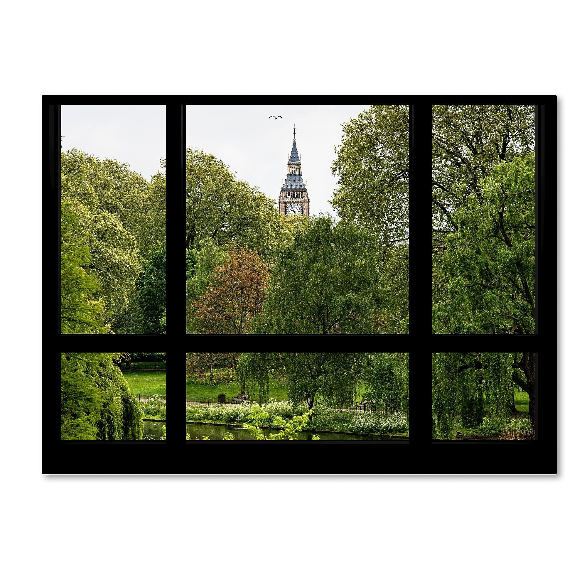 Trademark Fine Art ''Window View St James's Park 1'' by Philippe Hugonnard 35" x 47" Canvas Art (PH0016-C3547GG)
