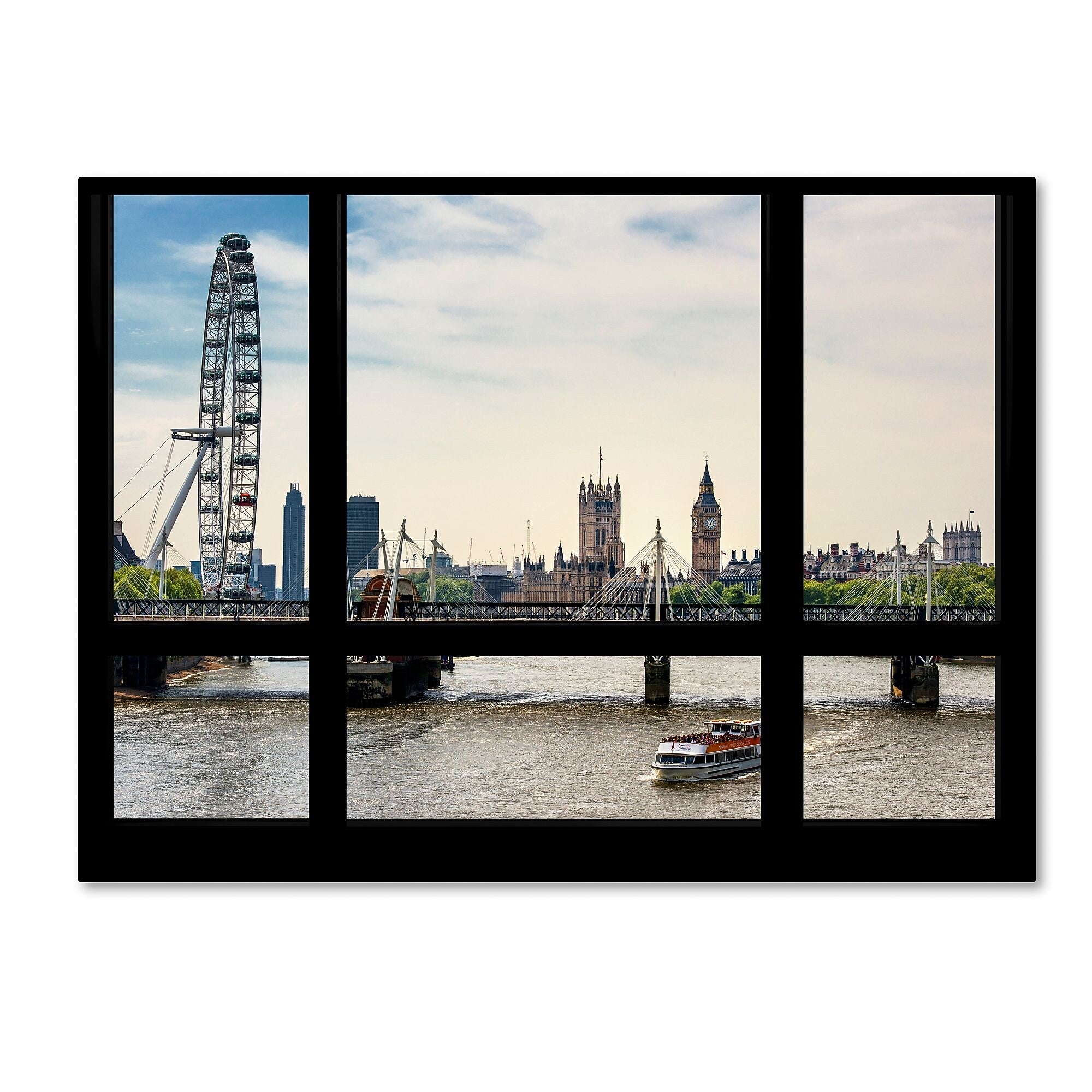 Trademark Fine Art ''Window View River Thames 4'' by Philippe Hugonnard 35" x 47" Canvas Art (PH0030-C3547GG)