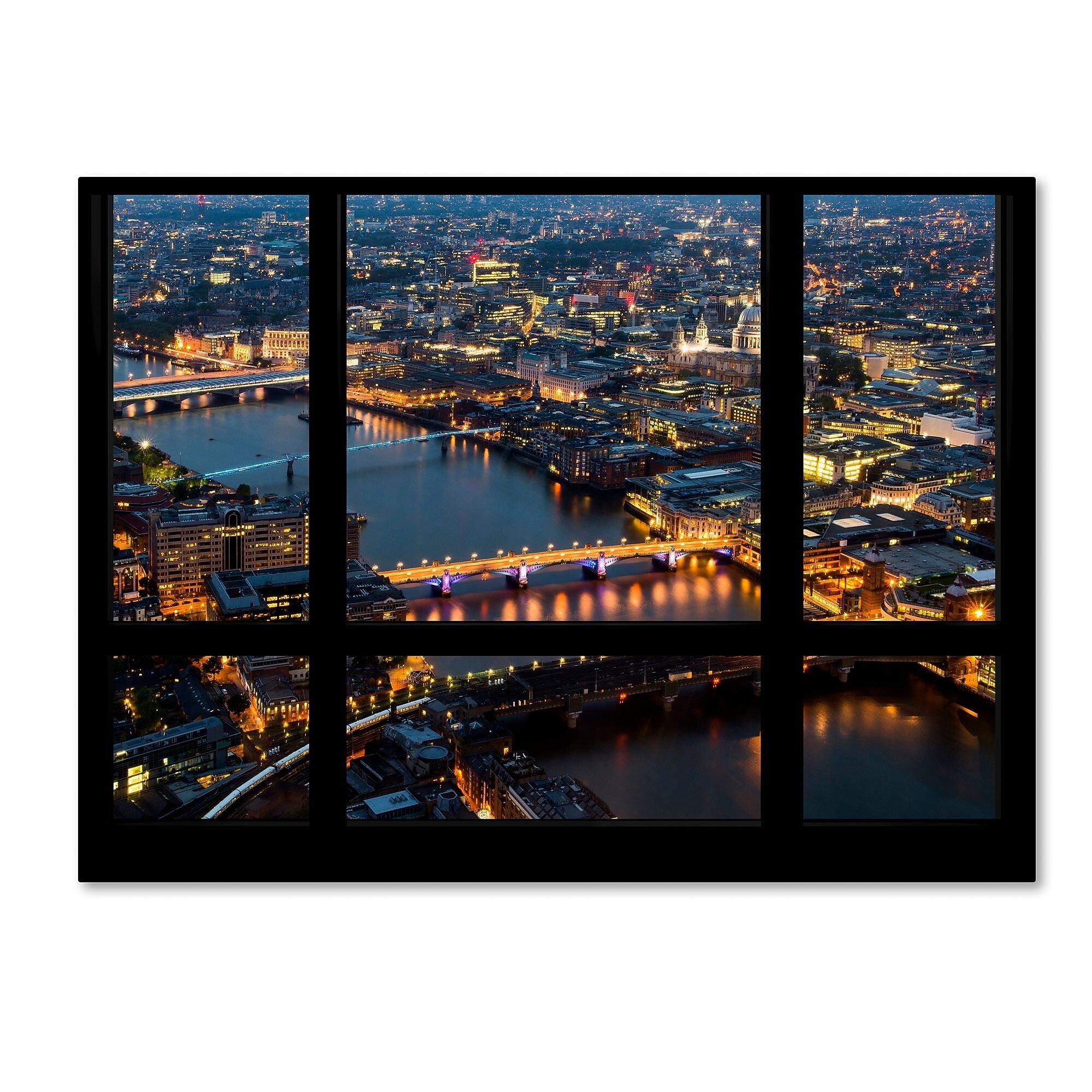 Trademark Fine Art ''Window View London by Night 2'' by Philippe Hugonnard 35" x 47" Canvas Art (PH0049-C3547GG)
