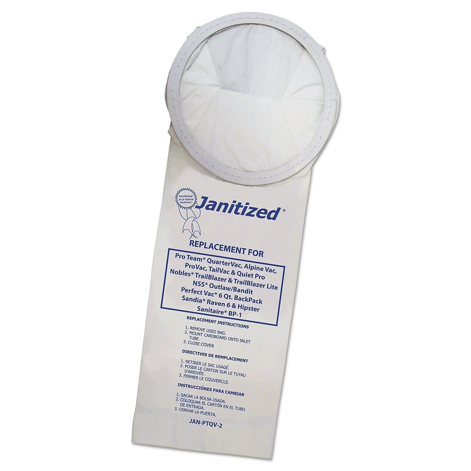 Janitized Vacuum Bag Filter Replacements For Proteam Quartervac Vacuums, 100/carton