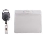 Advantus Resealable Id Badge Holder, Cord Reel, Horizontal, 3 3/4 X 2 5/8, Clear, 10/pack (AVT91130)