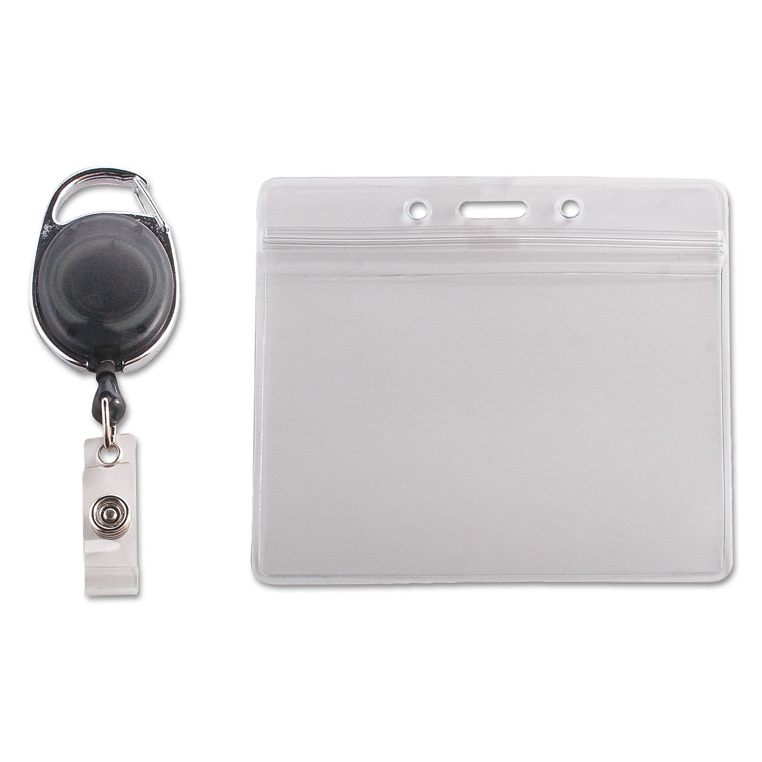 Advantus Resealable Id Badge Holder, Cord Reel, Horizontal, 3 3/4 X 2 5/8, Clear, 10/pack (AVT91130)