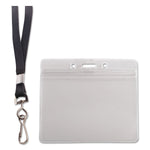 Advantus Resealable Id Badge Holder with Lanyard, Horizontal, 3 3/4" x 2 5/8", Clear, 20/Pack (91132)