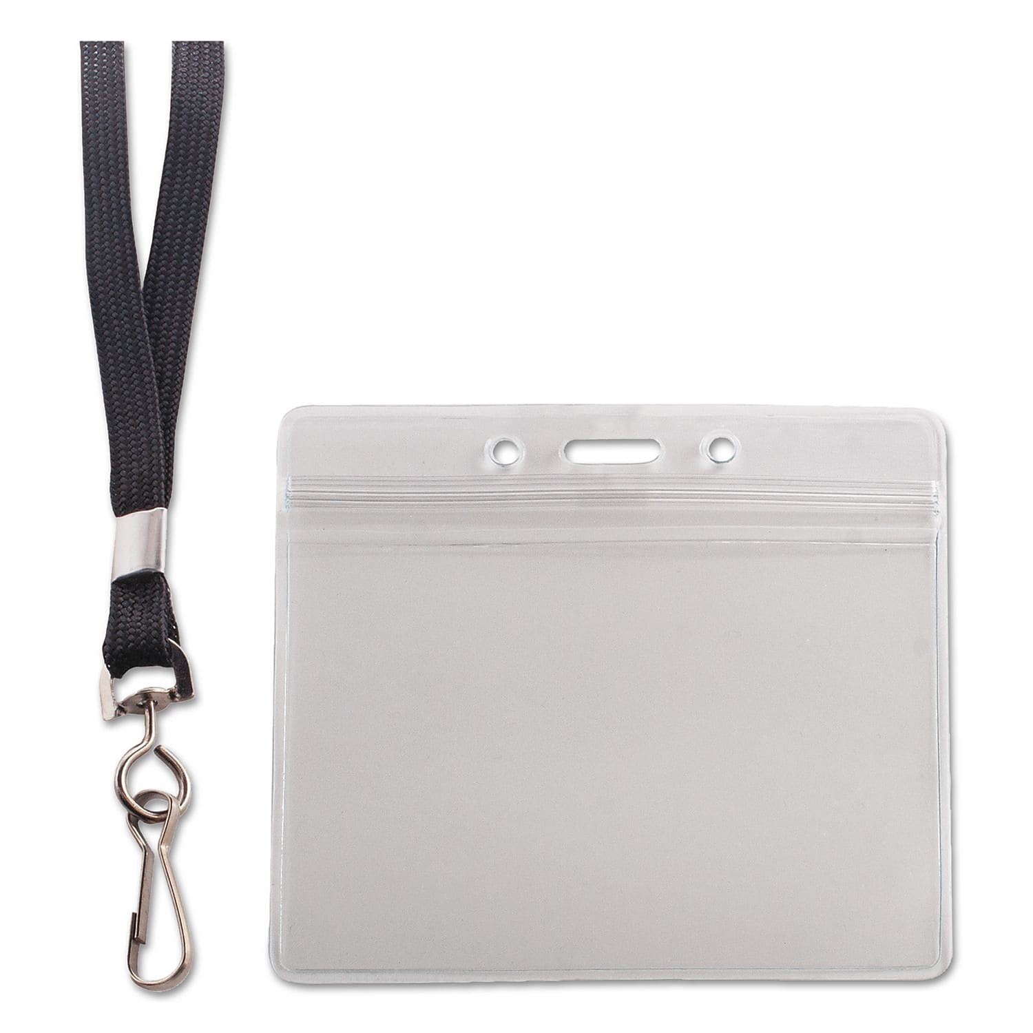 Advantus Resealable Id Badge Holder with Lanyard, Horizontal, 3 3/4" x 2 5/8", Clear, 20/Pack (91132)